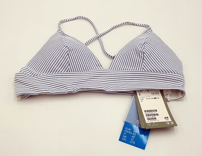 H&M Damen Bikini Top gepolstert mit Spaghetti-Trägern Gr. 40 blau-weiß gestreift