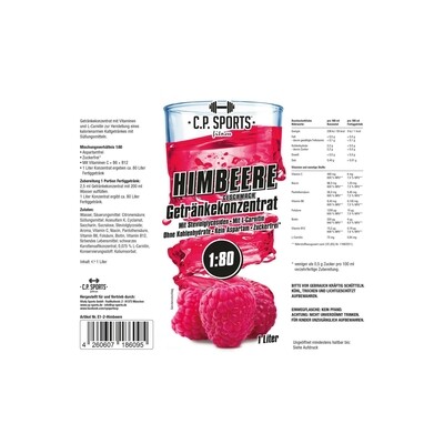 Getränkekonzentrat zuckerfrei Sport Liquid C.P. Sports Himbeere 1 Liter
