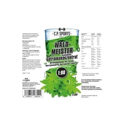 Getränkekonzentrat zuckerfrei Sport Liquid C.P. Sports Waldmeister 1 Liter
