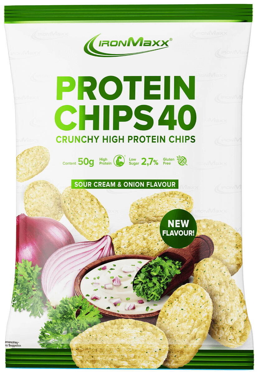 IronMaxx Protein Chips 40 Sour Cream & Onion 1x50g