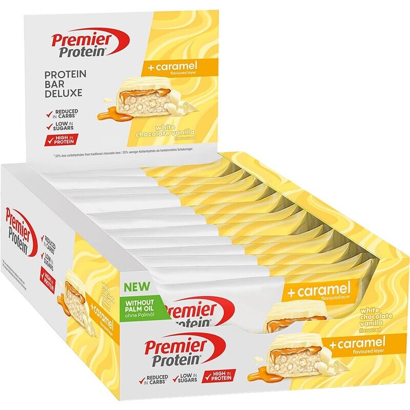 Premier Protein Bar Deluxe White Chocolate Vanilla + Caramel 12x50g