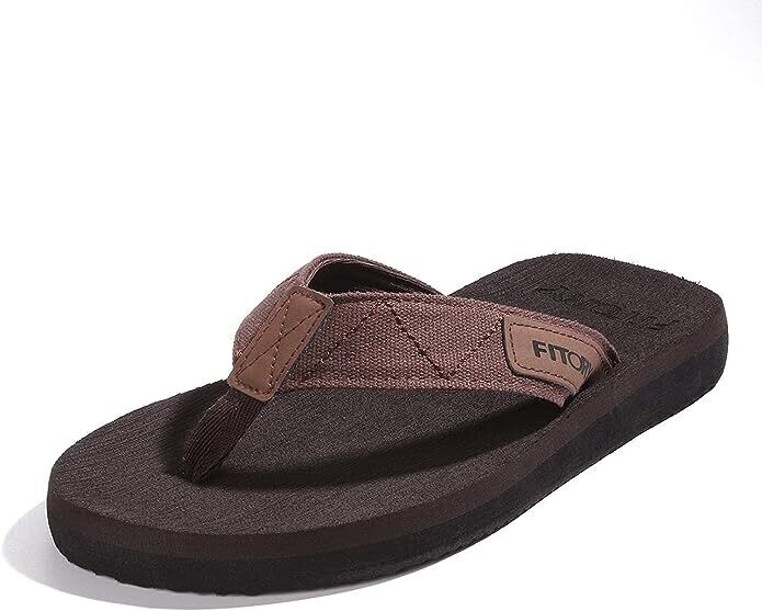 FITORY Herren-Flip-Flops Zehentrenner grau-braun Gr. 42