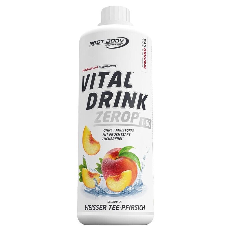 Getränkekonzentrat zuckerfrei Best Body Nutrition Vital Drink ZEROP® - Weißer Tee-Pfirsich 1:80 1 Liter ergibt 80 Liter Fertiggetränk