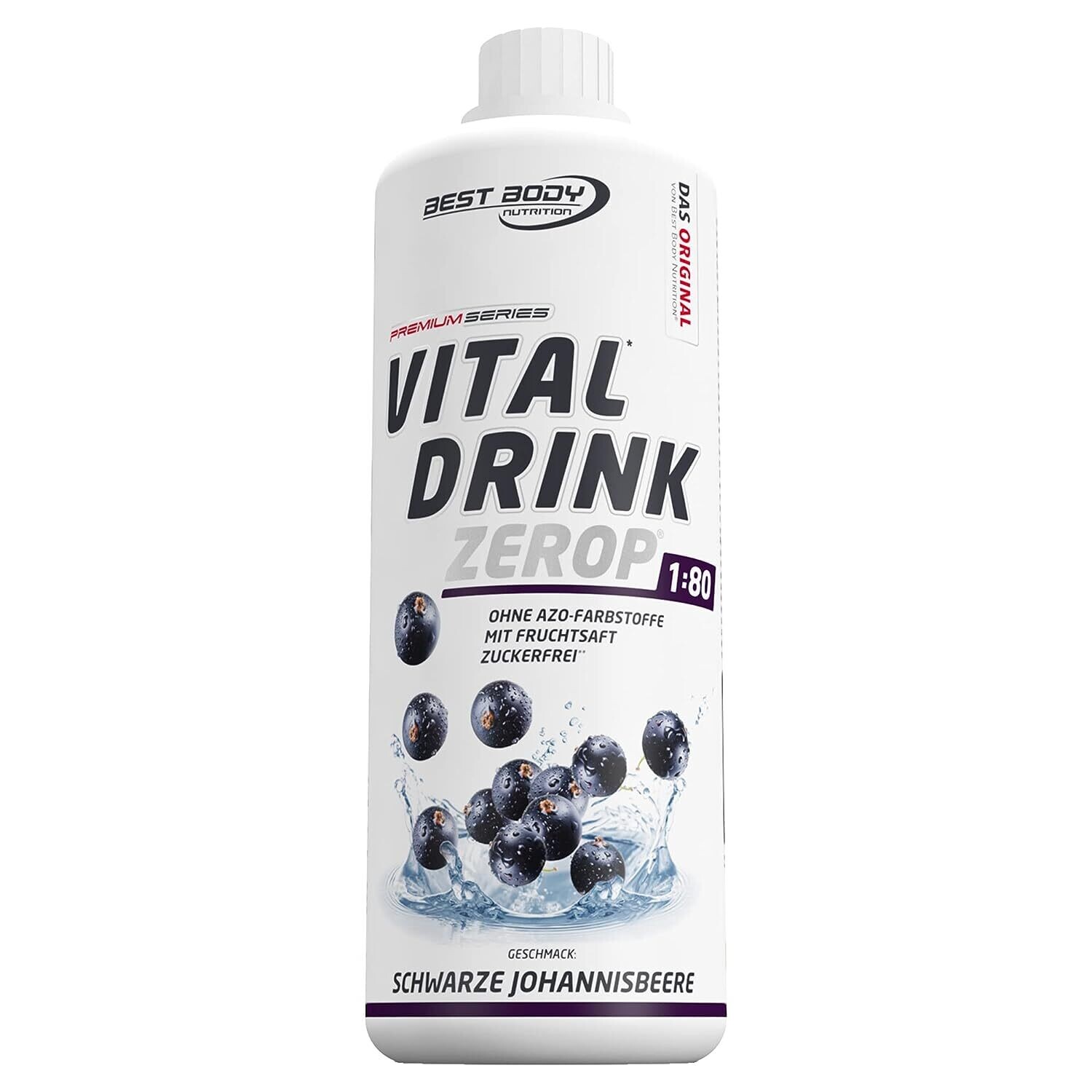 Getränkekonzentrat zuckerfrei Best Body Nutrition Vital Drink ZEROP® - Schwarze Johannisbeere 1:80 1 Liter ergibt 80 Liter Fertiggetränk