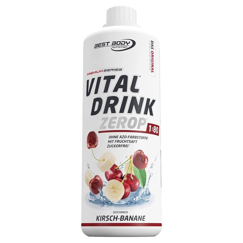 Getränkekonzentrat zuckerfrei Best Body Nutrition Vital Drink ZEROP® - Kirsch-Banane 1:80 1 Liter ergibt 80 Liter Fertiggetränk