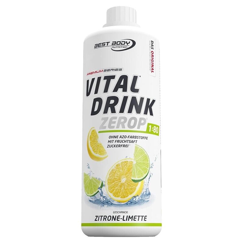 Getränkekonzentrat zuckerfrei Best Body Nutrition Vital Drink ZEROP® - Zitrone-Limette 1:80 1 Liter ergibt 80 Liter Fertiggetränk