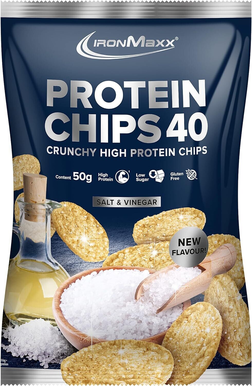 IronMaxx Protein Chips 40 Salt & Vinegar 1x50g