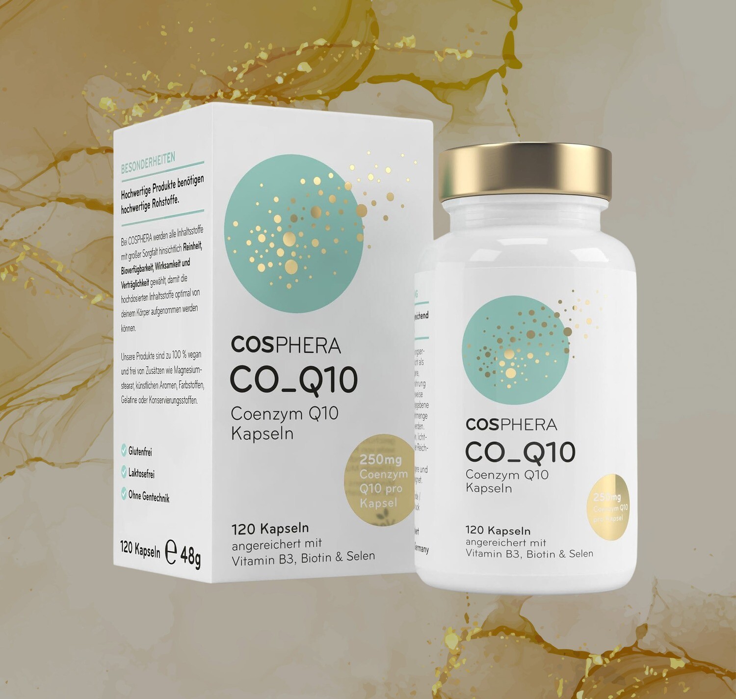 COSPHERA Co_Q10 120 Kapseln mit Vitamin B3, Biotin & Selen