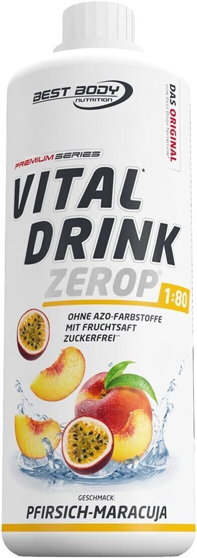 Getränkekonzentrat zuckerfrei Best Body Nutrition Vital Drink ZEROP® - Pfirsich-Maracuja 1:80 1 Liter ergibt 80 Liter Fertiggetränk