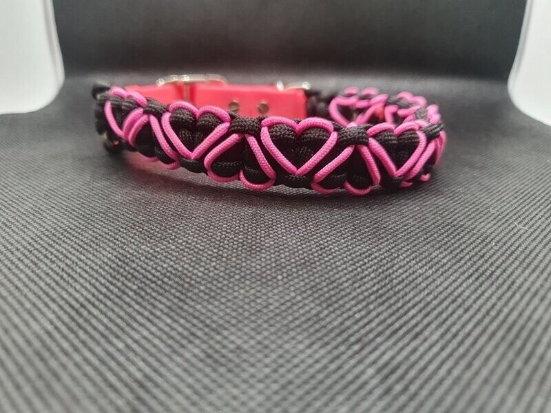 Black and Pink Heart Stitched