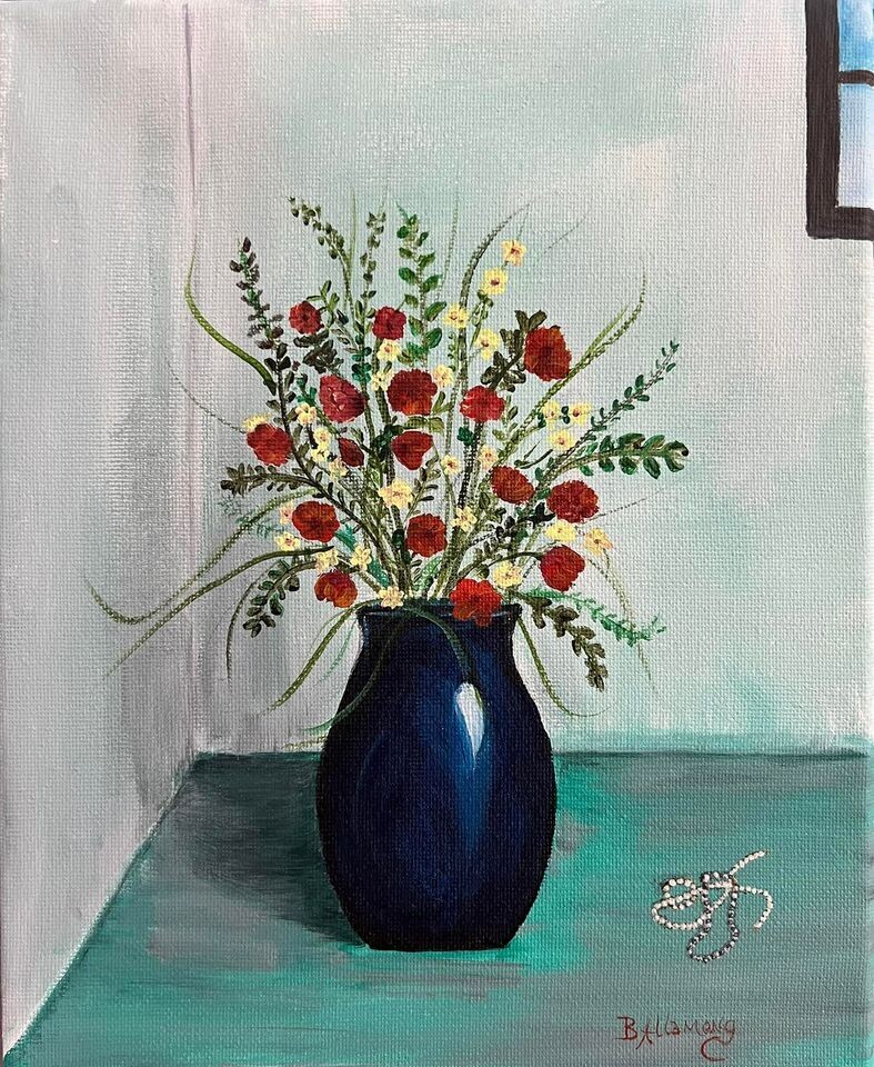 Poppies &amp; Pearls Giclee Print 8&quot; x 10&quot;