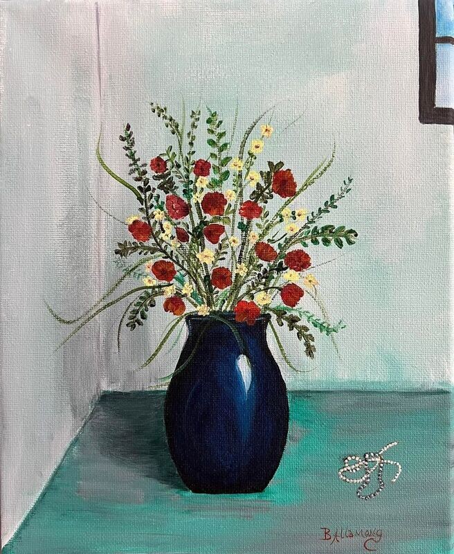 Poppies &amp; Pearls Giclee Print 11&quot; x 14&quot;