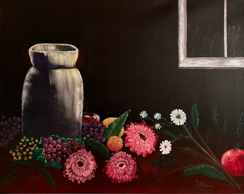 Fruit and Flowers At Night Giclee Print 11&quot; x 14&quot;