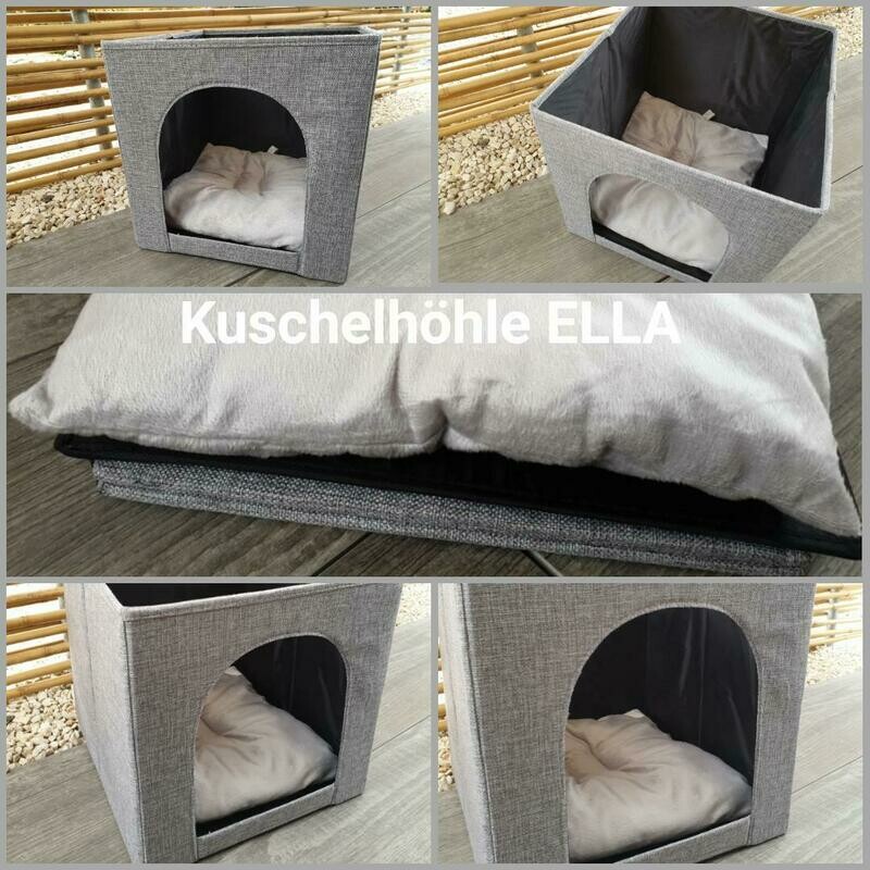 Kuschelhöhle ELLA grau / Diamond anthrazit - weiss / 38 cm x 33 cm x 45 cm