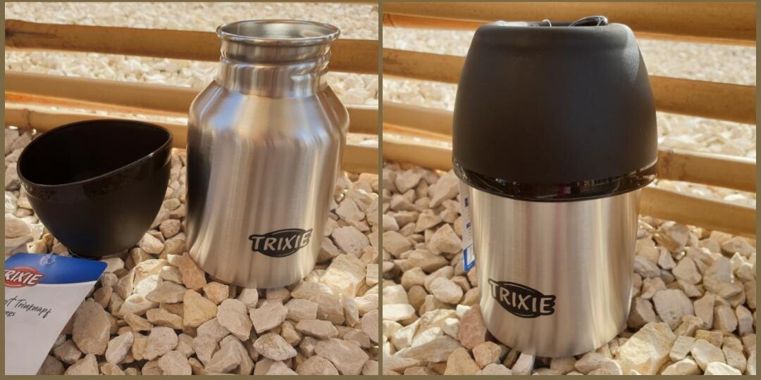 Trixie Friends on Tour Edelstahl-Flasche mit Trinknapf / 300 ml