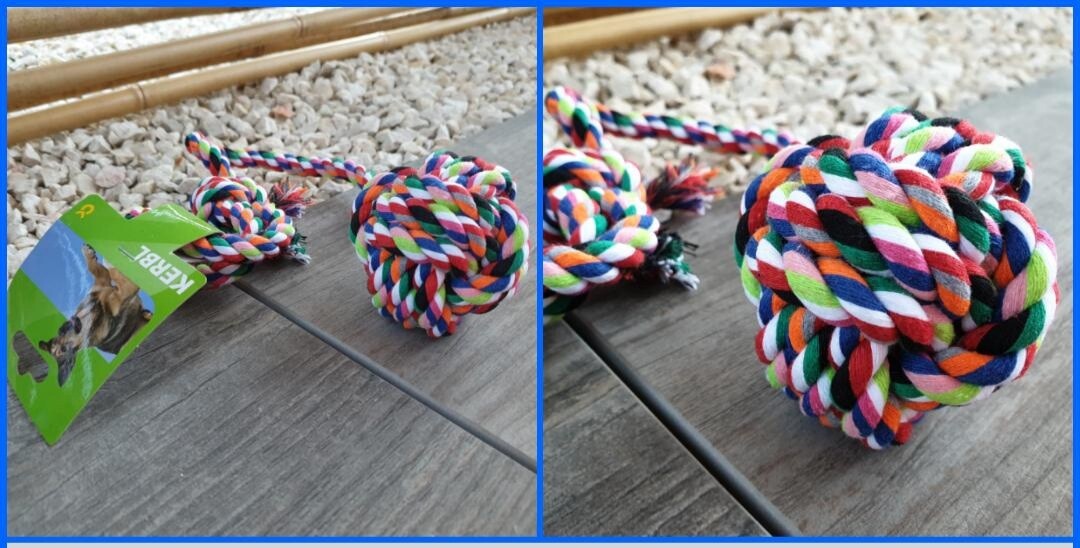 Baumwollball am Seil / Länge 53 cm