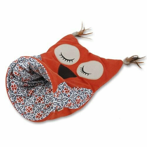 Katzensack Kuschelsack Eule Vintage Pet - Owl Cat Sack - orange