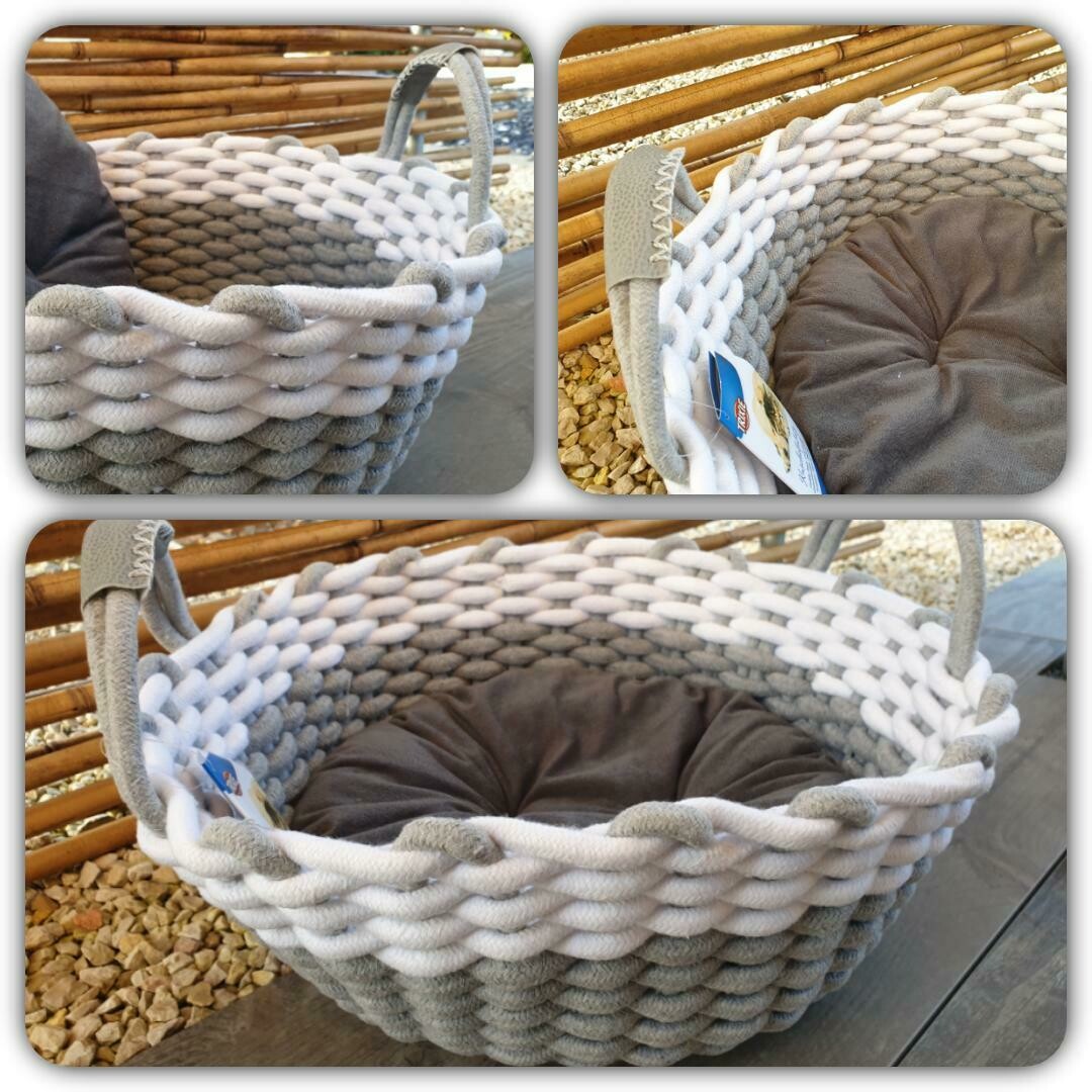 Korb Nabou grau / weiss, gewebt, ø 45 cm