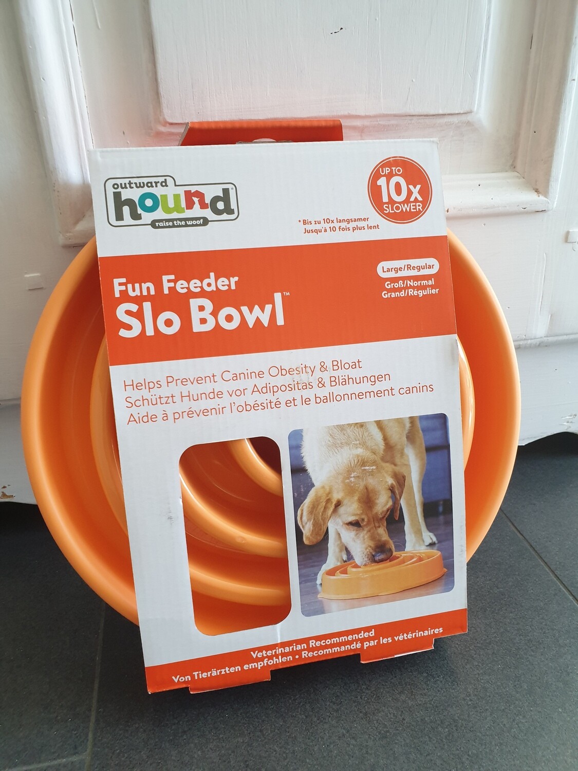 Outward Hound Fun Feeder Swirl Orange LG / HIT