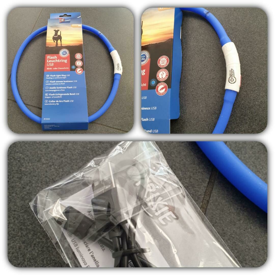 Trixie Flash Leuchtring USB, Silikon, XS–XL: 70cm /ø 10 mm