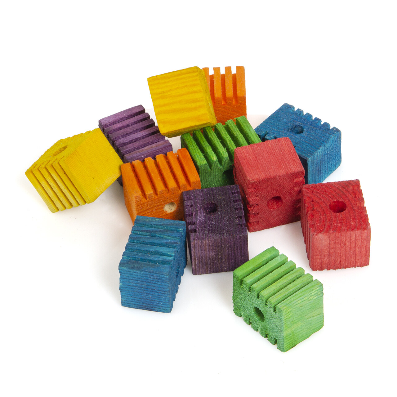 DIY - bunte geriffelte Holzteile für Vogelspielzeug