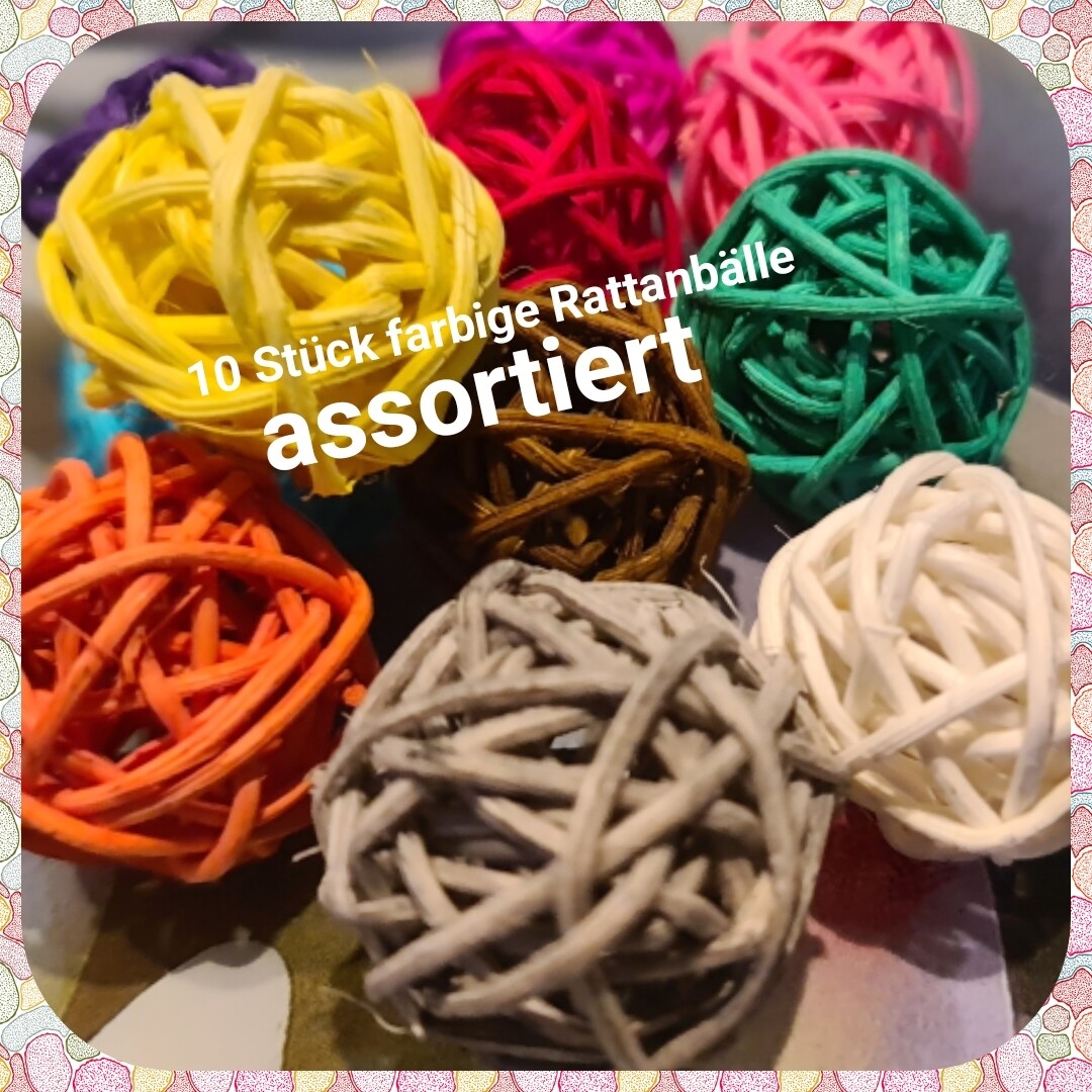 Rattanbälle farbig assortiert im 10er SET