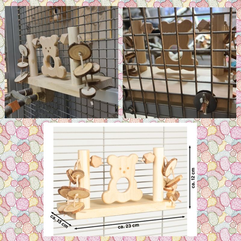 Bearie Swing - Käfigwand-Spielzeug mit Bärchenfigur für Papageien | ca. 23 cm x 12 cm x 13 cm