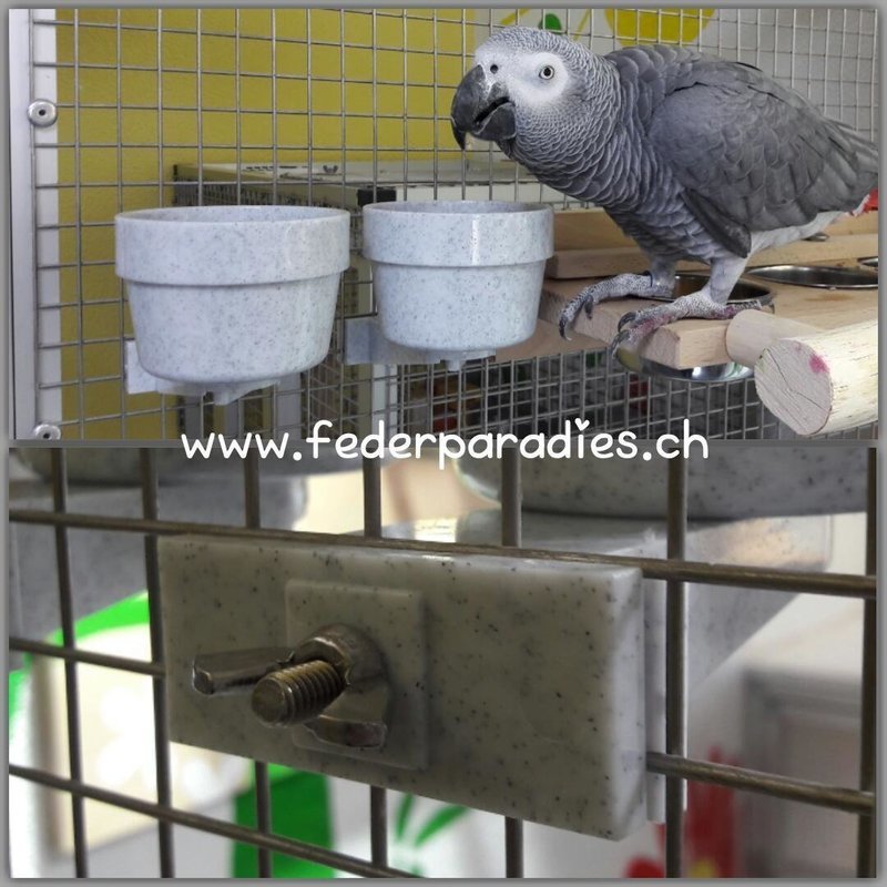 Futternapf mit Schraubbefestigung grau / Durchmesser 10 cm / 1 Stück