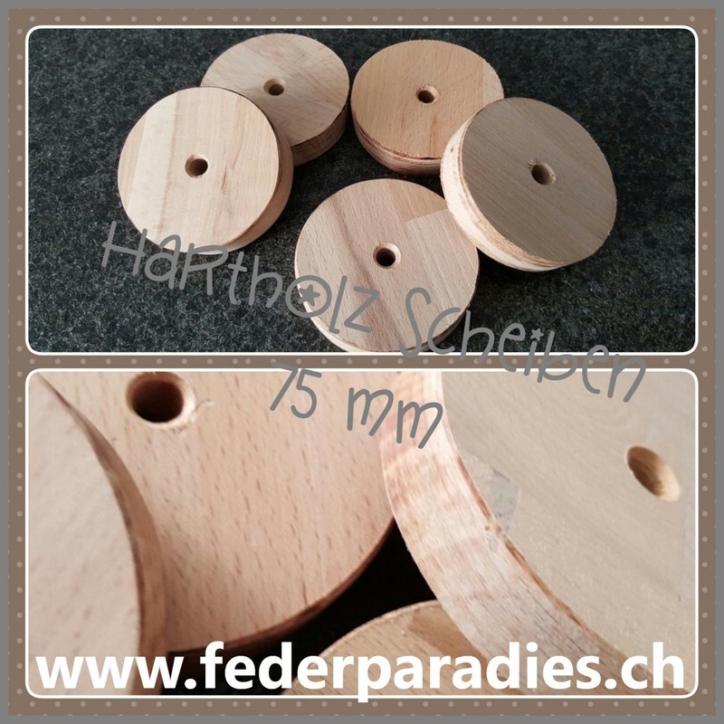 Hartholz Scheiben, 5 Stück, 75 mm