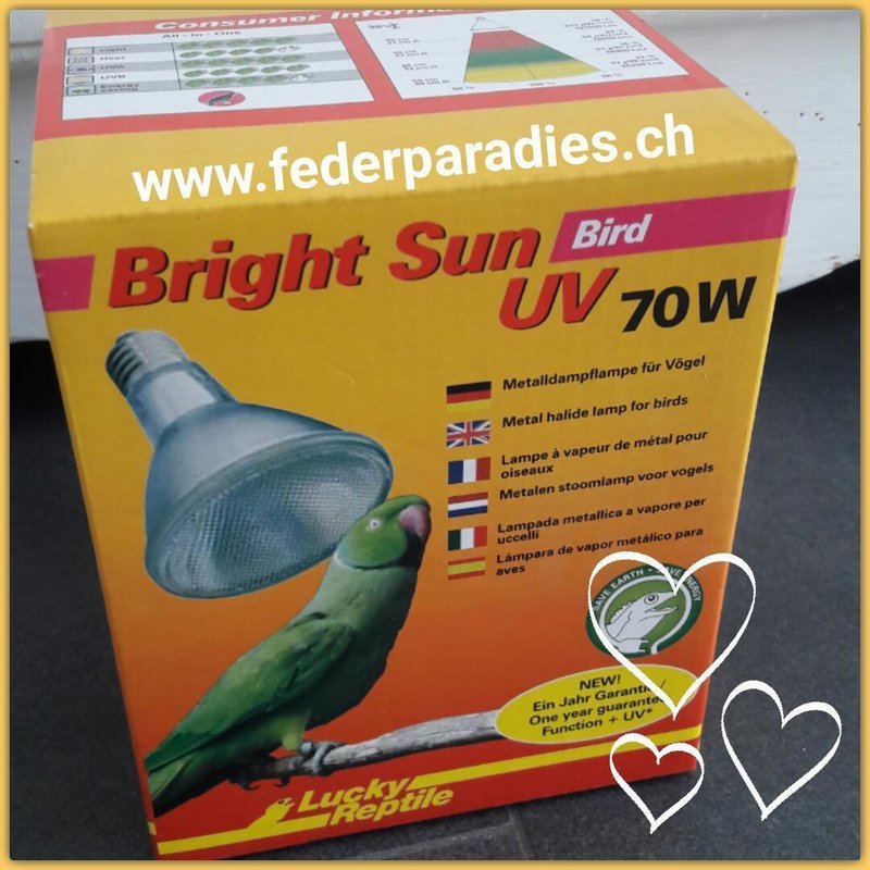 Lucky Reptile Bright Sun UV Bird 70W / Metalldampflampe für Vögel / UVA u. UVB Lucky Reptile Bright Sun UV Bird 70W / Metalldampflampe für Vögel / UVA u. UVB