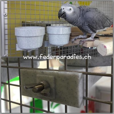 Futternapf mit Schraubbefestigung grau / Durchmesser 10 cm / 1 Stück Futternapf mit Schraubbefestigung grau / Durchmesser 10 cm / 1 Stück