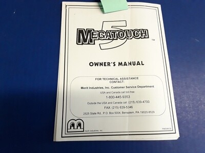MEGATOUCH 5 by Merit Owner&#39;s Manual-1997 Version