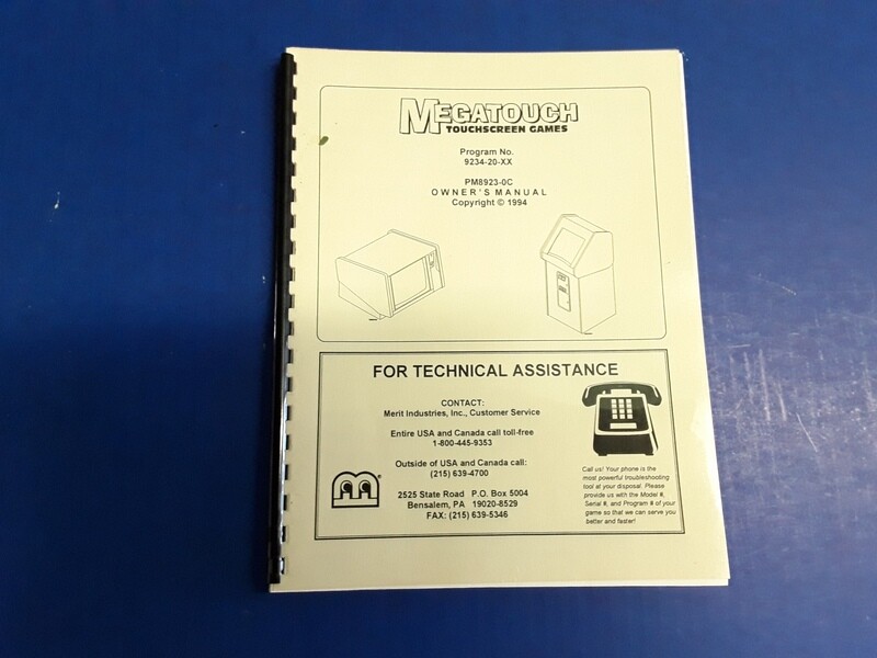 MEGATOUCH Touchscreen Games by Merit Owner&#39;s Manual-1994 Version