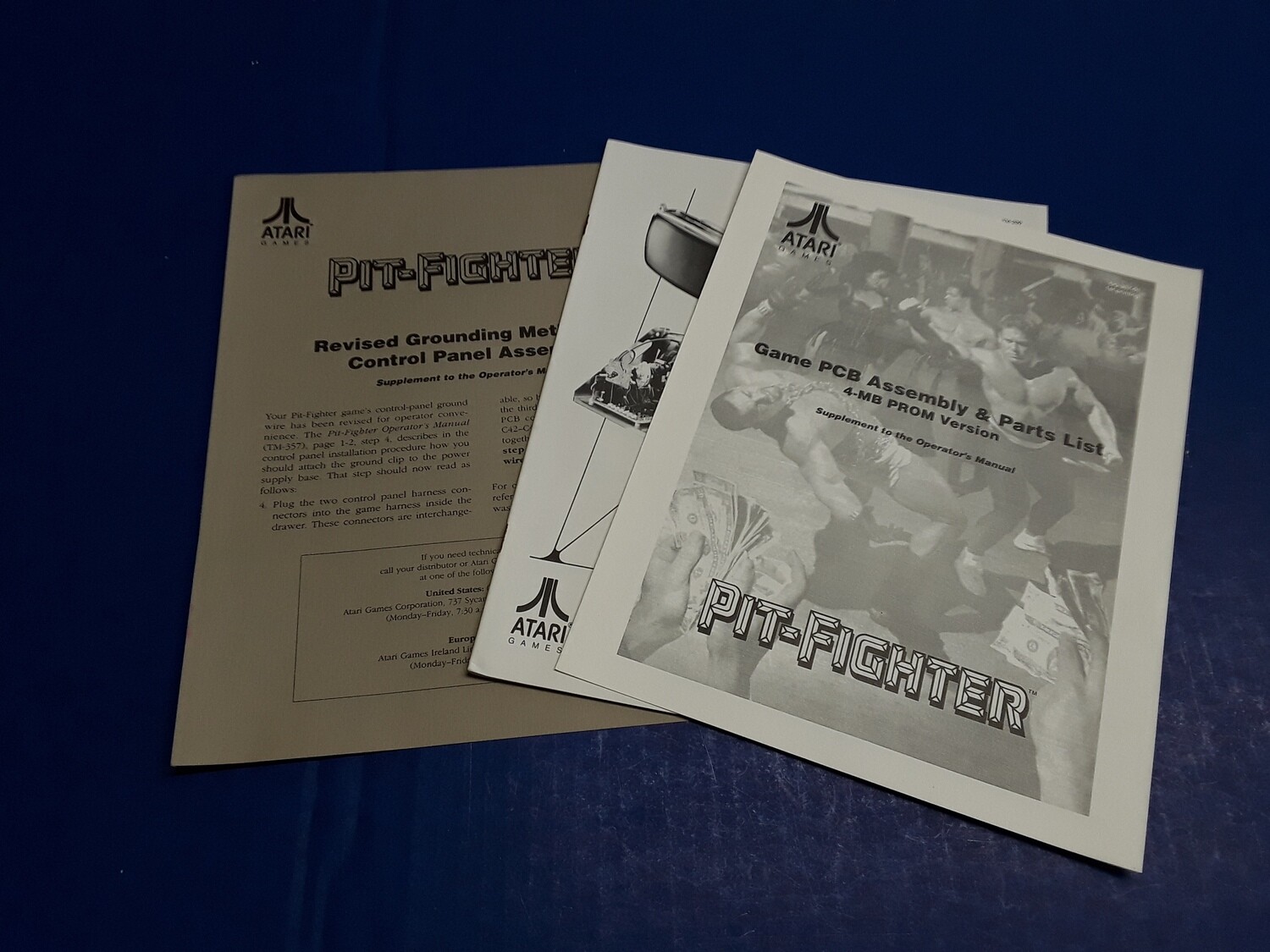 Pit Fighter Game PCB Assembly Manual, Service Manual for Monitor &amp; Control Panel Assembly Instructions by Atari