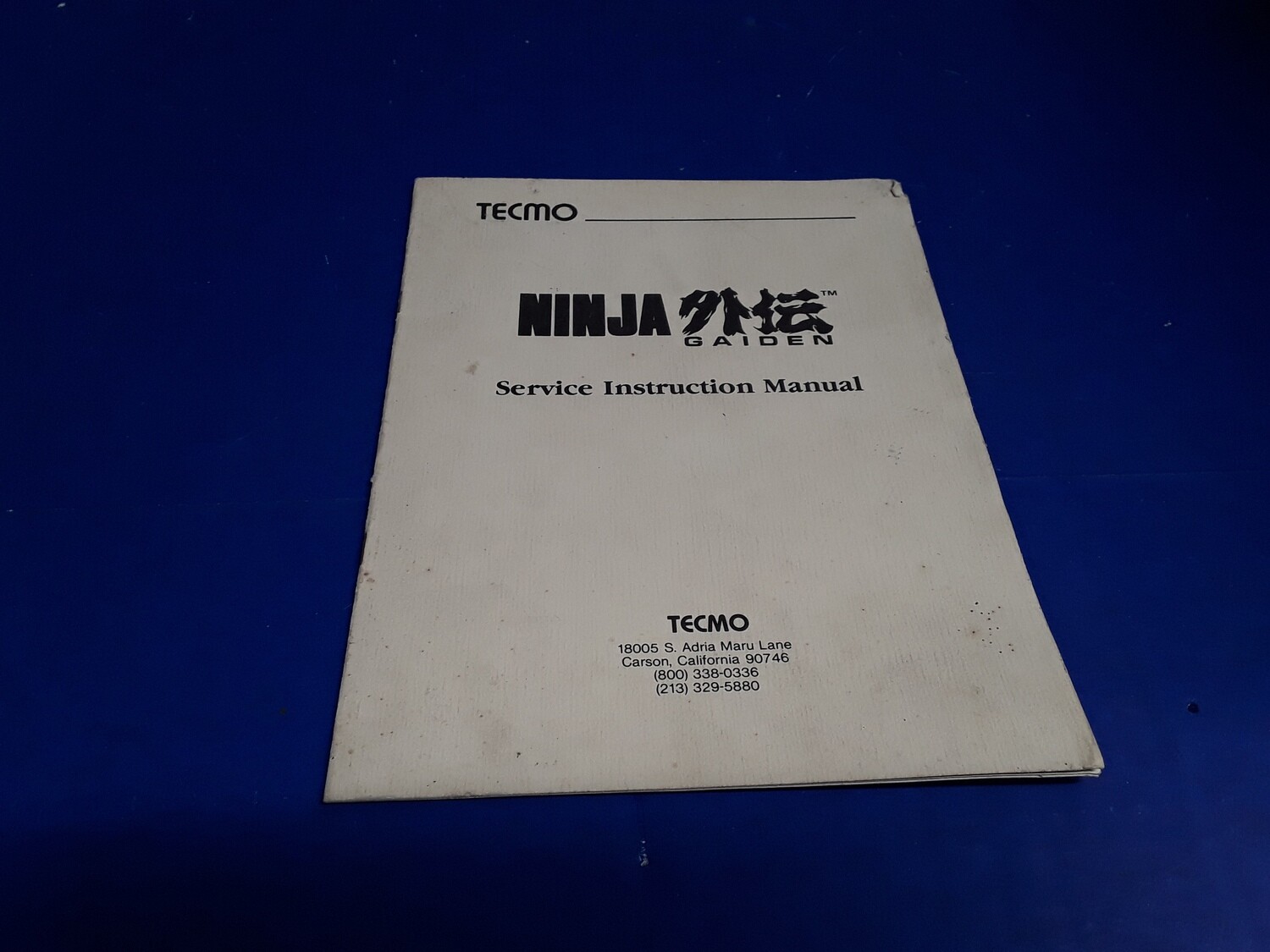 Ninja Gaiden by TECMO Service Instruction Manual