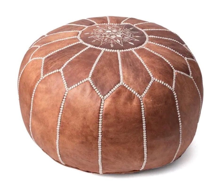 Moroccan Handmade Leather Pouf- Sultan