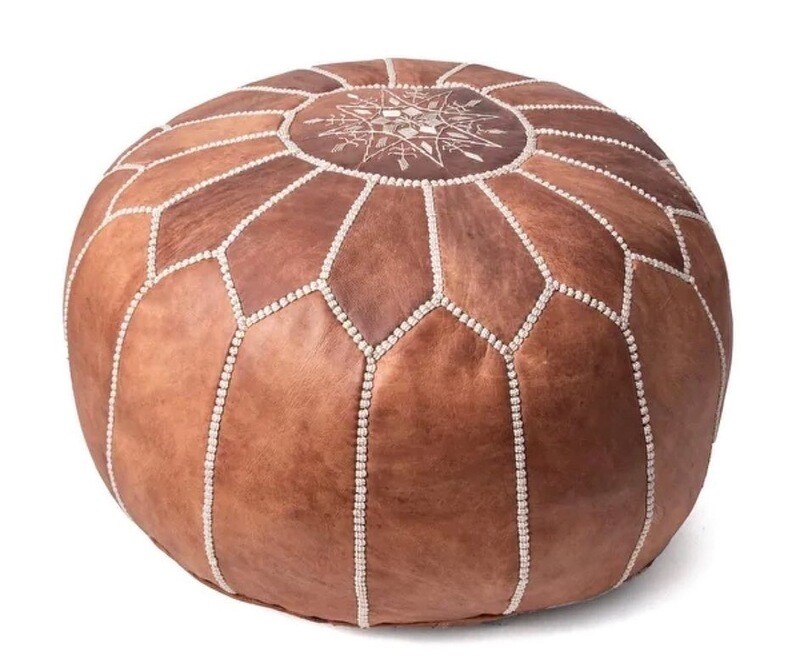 Moroccan Handmade Leather Pouf- Sultan
