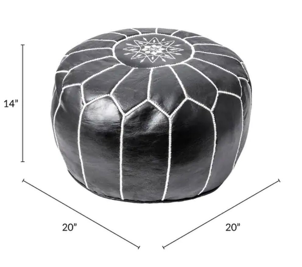 Moroccan Handmade Leather Pouf- Mama Africa