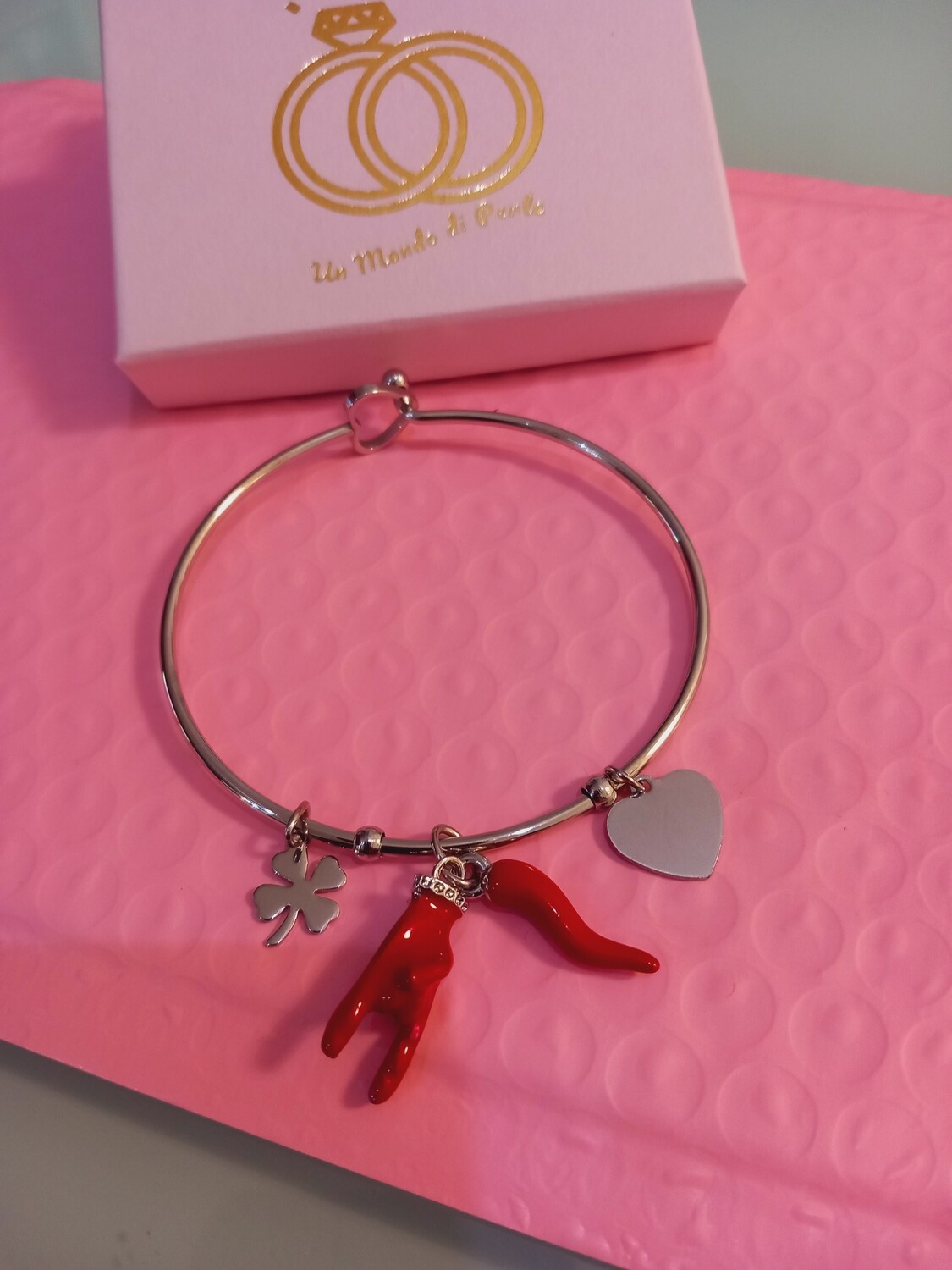 Bracciale Portafortuna Cornetto Rosso Corna