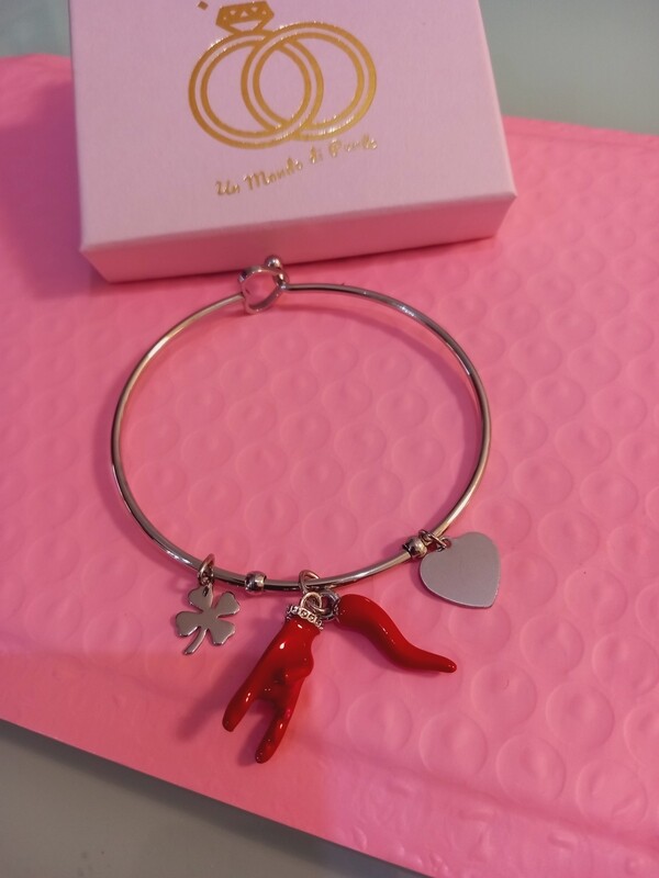 Bracciale Portafortuna Cornetto Rosso Corna