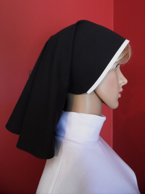 Short Black Work/Sickbed Veil with White Trim or White with Black Trim