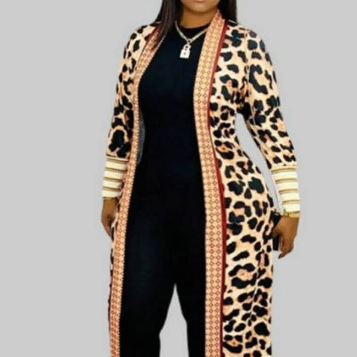 Plus Size Leopard Print Coat