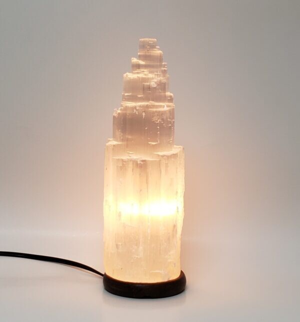 Wholesale Selenite Tower Lamp, Made From Natural Selenite Crystal