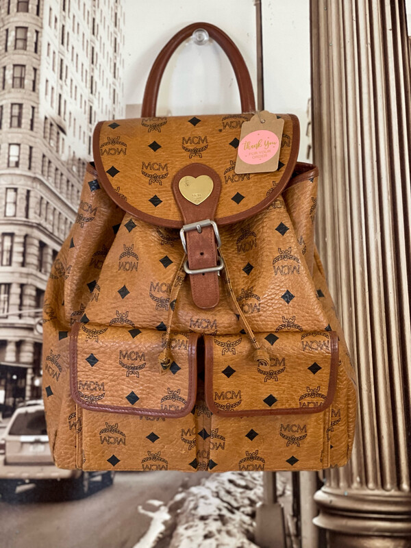 Authentic MCM Visetos Cognac Monogram Heart Plaque Backpack in great condition. All sales are final! 

No Exchange, No Refund, No Return 