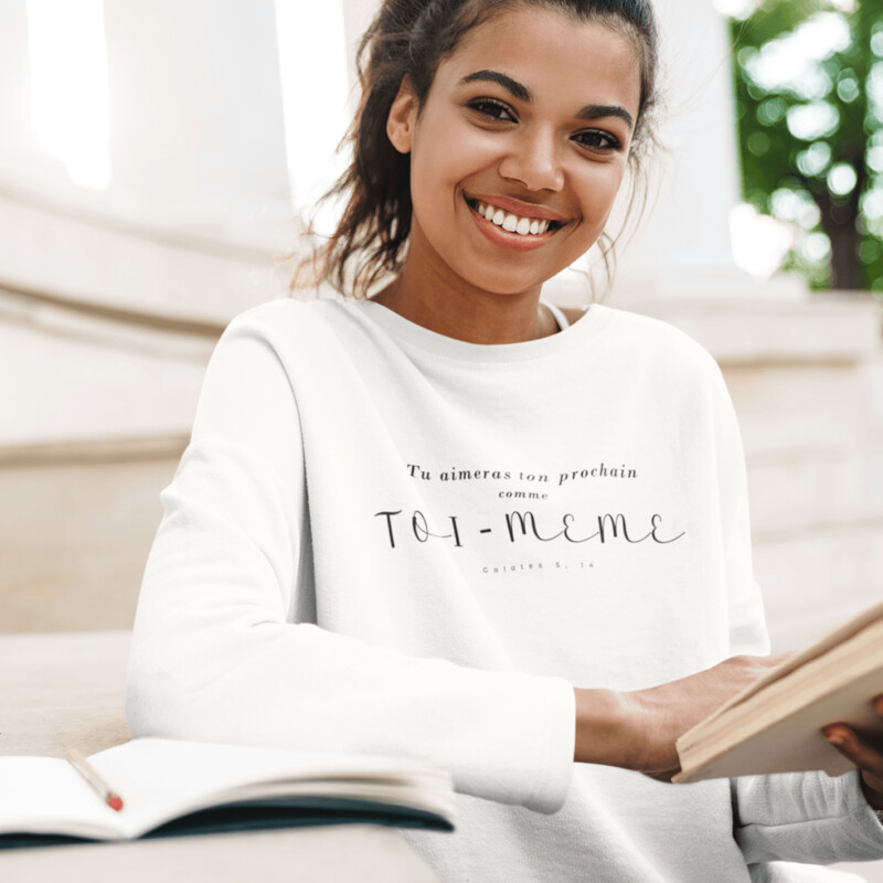 Sweatshirt blanc - Tu aimeras ton prochain