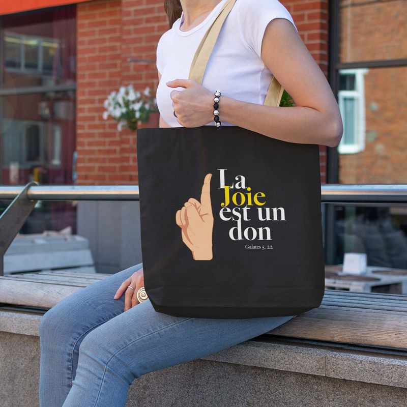 Tote bag noir &quot;La joie est un don&quot;