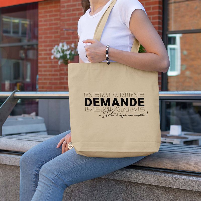 Tote bag beige &quot;Ta joie sera complète&quot;