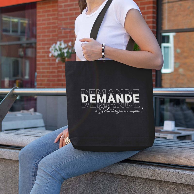 Tote bag noir &quot;Ta joie sera complète&quot;
