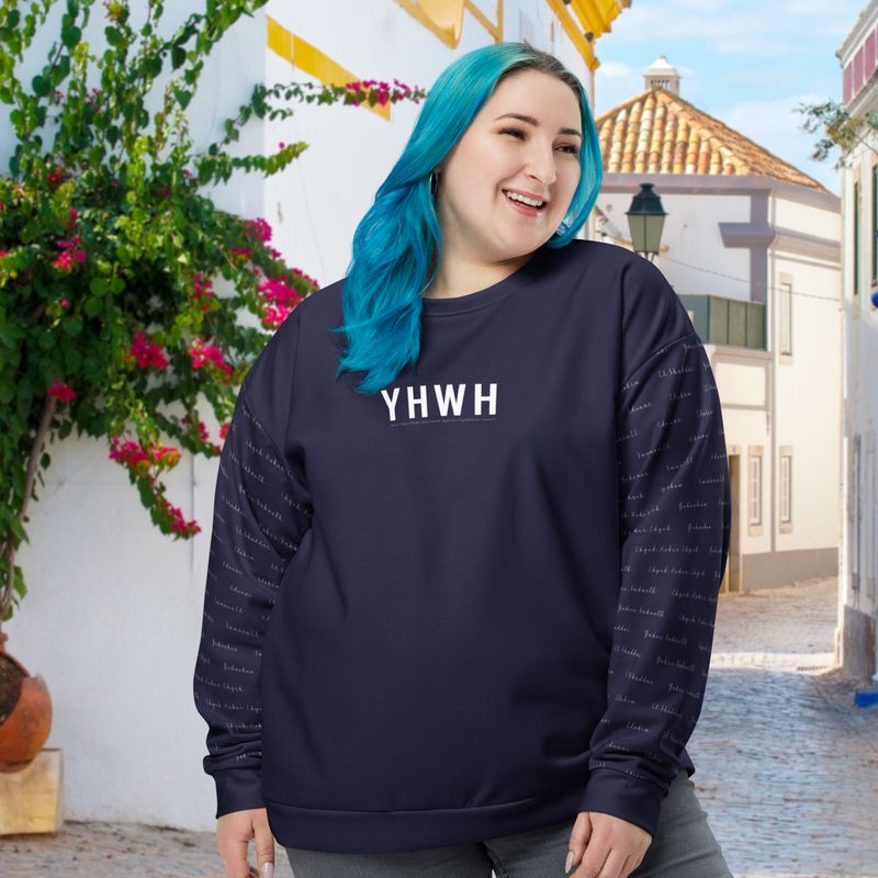 Sweatshirt bleu unisexe - YHWH