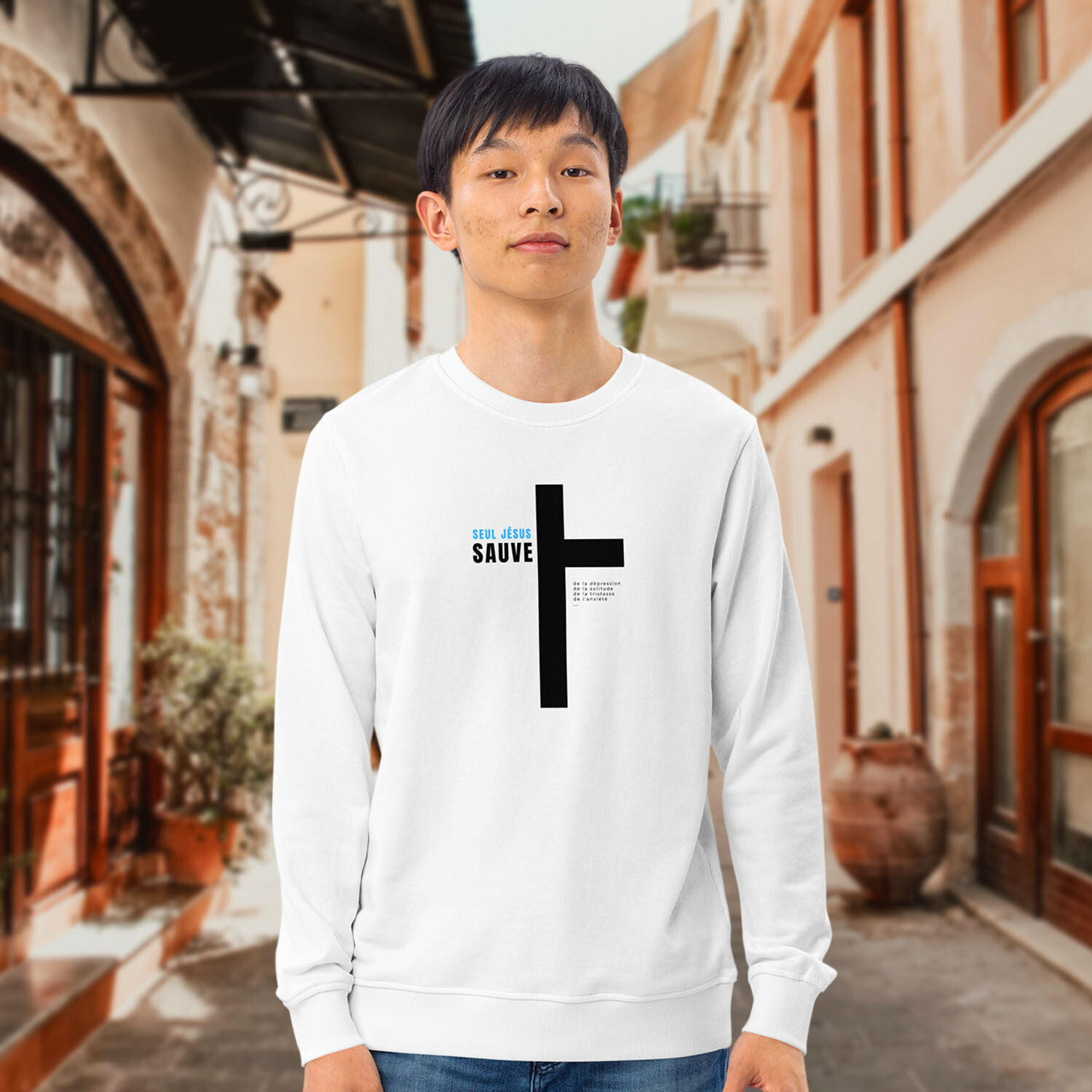 Sweat blanc - Jésus sauve